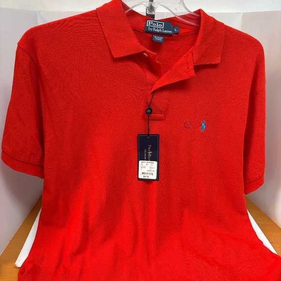 NWT Men’s Polo Ralph Lauren Orange Cotton Knit Shirt Size Large - Picture 1 of 5